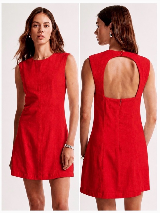 Abercrombie & Fitch Dresses & Skirts - Abercrombie & Fitch Linen-Blend Shell Red Mini Sleeveless Backless Dress in Red
